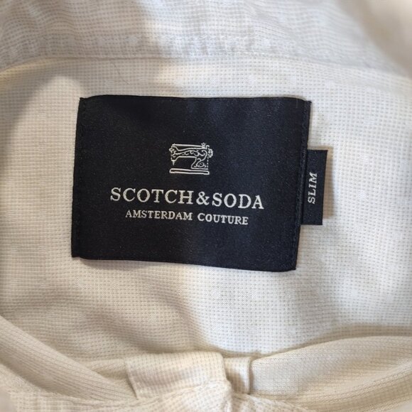 Scotch And Soda Shirt Men's Sz S Ivory Slim Fit Occasion Button Down All Cotton - Picture 13 of 16